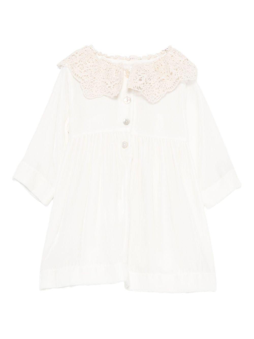 Abito per neonata Jesurum Baby bianco con colletto all'uncinetto - Rubino Kids