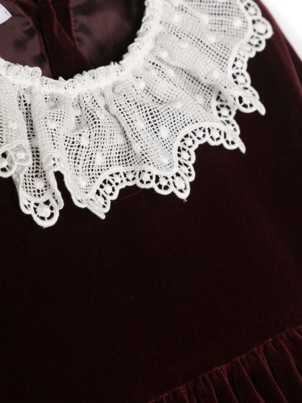 Abito per neonata JESURUM BABY bordeaux con colletto ricamato - Rubino Kids