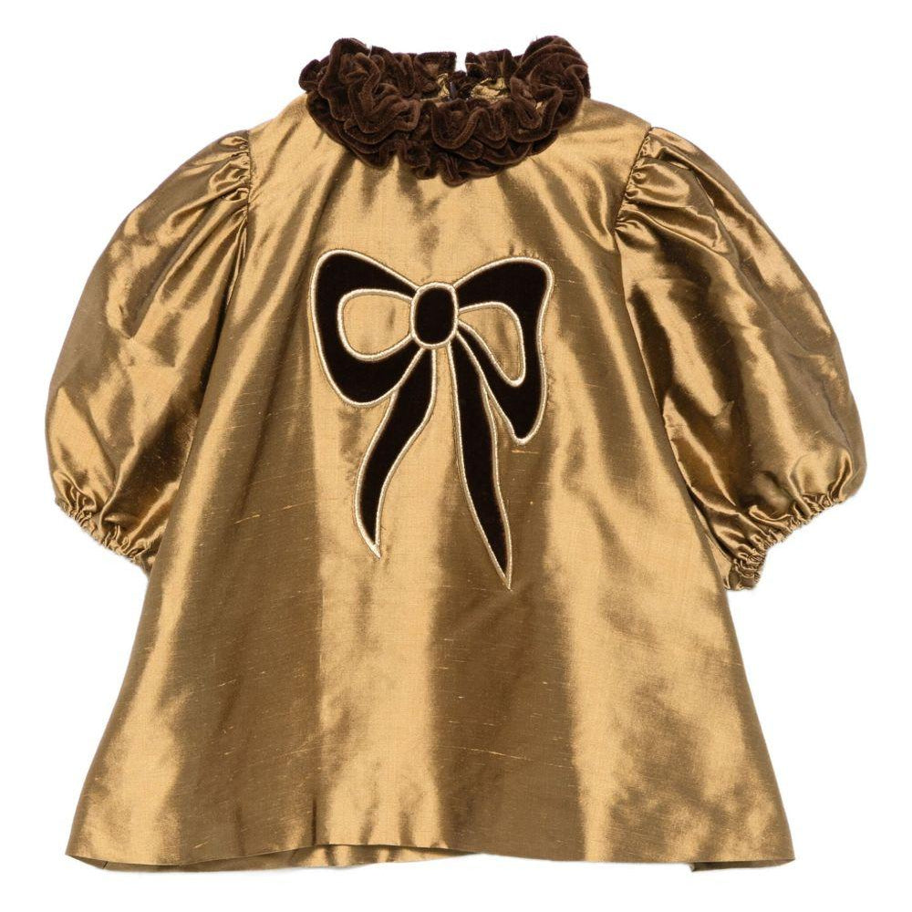 Abito per neonata Jesurum oro arricciato con fiocco ricamato - Rubino Kids