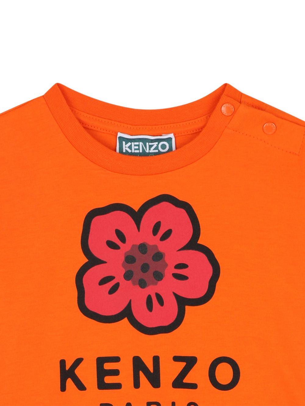 Abito per neonata Kenzo Kids arancione con stampa Boke Flower - Rubino Kids