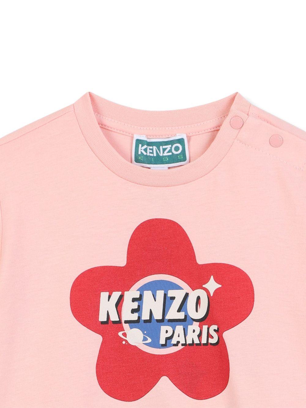 Abito per neonata Kenzo Kids rosa con stampa a fiori - Rubino Kids