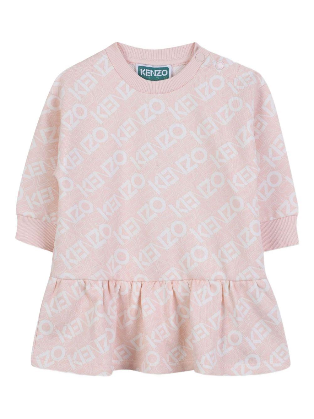 Kenzo Kids pink baby girl dress with KENZO KIDS logo print | Offer