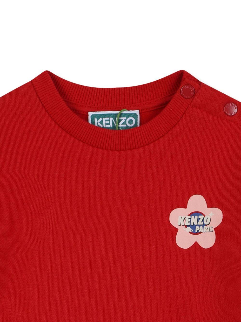 Abito per neonata Kenzo Kids rosso con stampa a fiori con logo - Rubino Kids