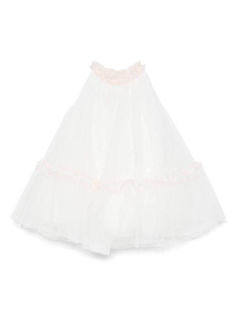 Abito per neonata La Stupenderia Giulietta bianco con inserto in tulle - Rubino Kids