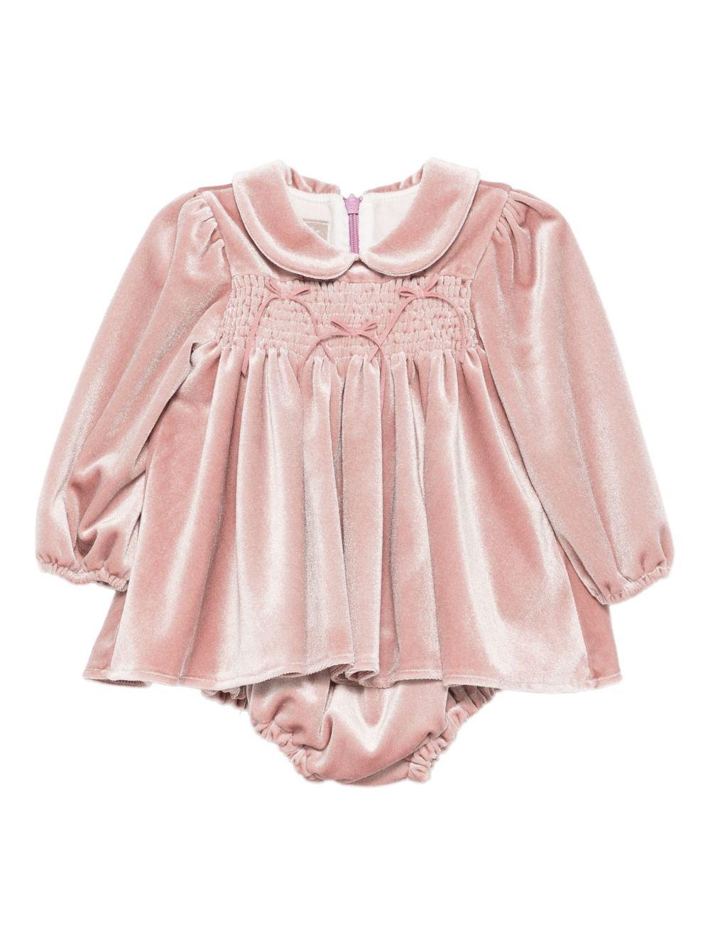 Abito per neonata La Stupenderia rosa con colletto alla Peter Pan - Rubino Kids