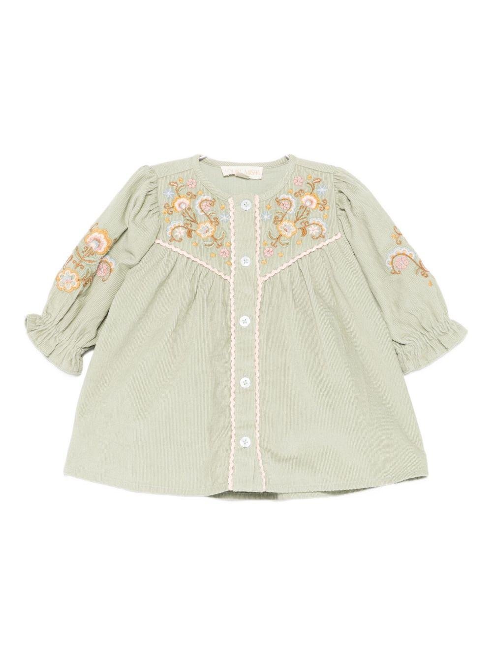 Abito per neonata Louise Misha verde con ricamo floreale - Rubino Kids