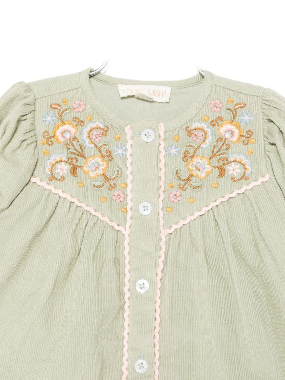 Abito per neonata Louise Misha verde con ricamo floreale - Rubino Kids