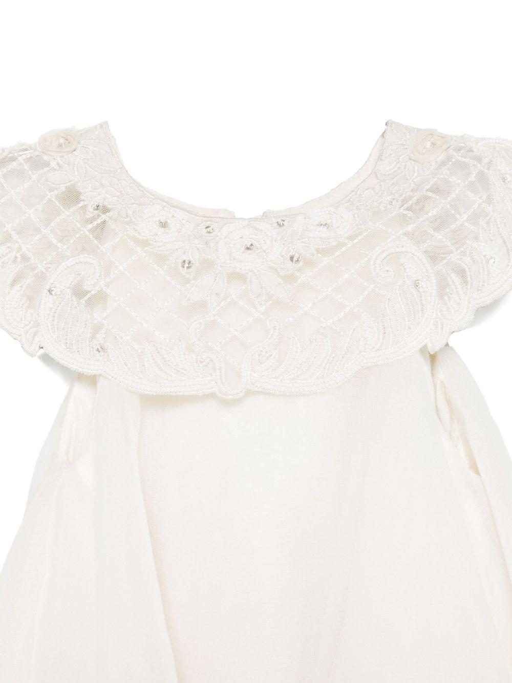 Abito per neonata MAISON AVA bianco con colletto a contrasto - Rubino Kids