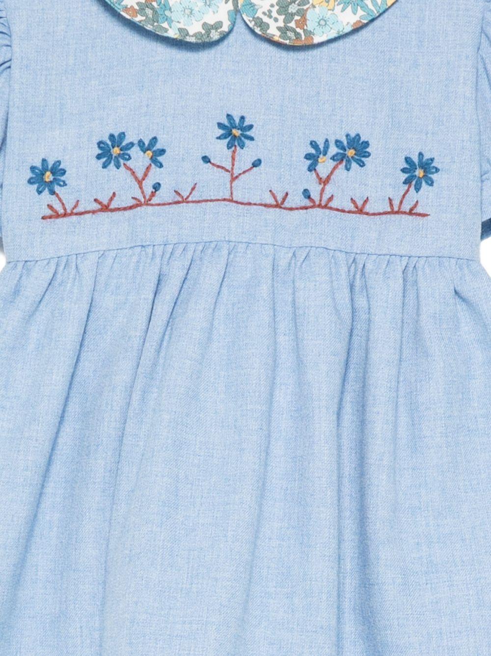 Abito per neonata Mariella Ferrari azzurro con colletto con stampa floreale - Rubino Kids