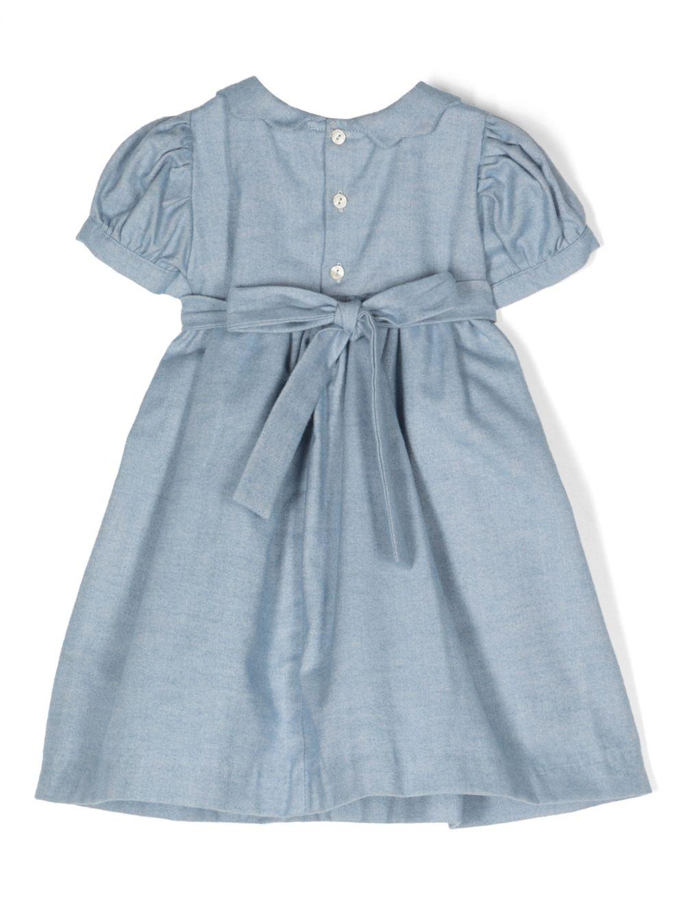 Abito per neonata Mariella Ferrari blu con applicazione a fiori - Rubino Kids