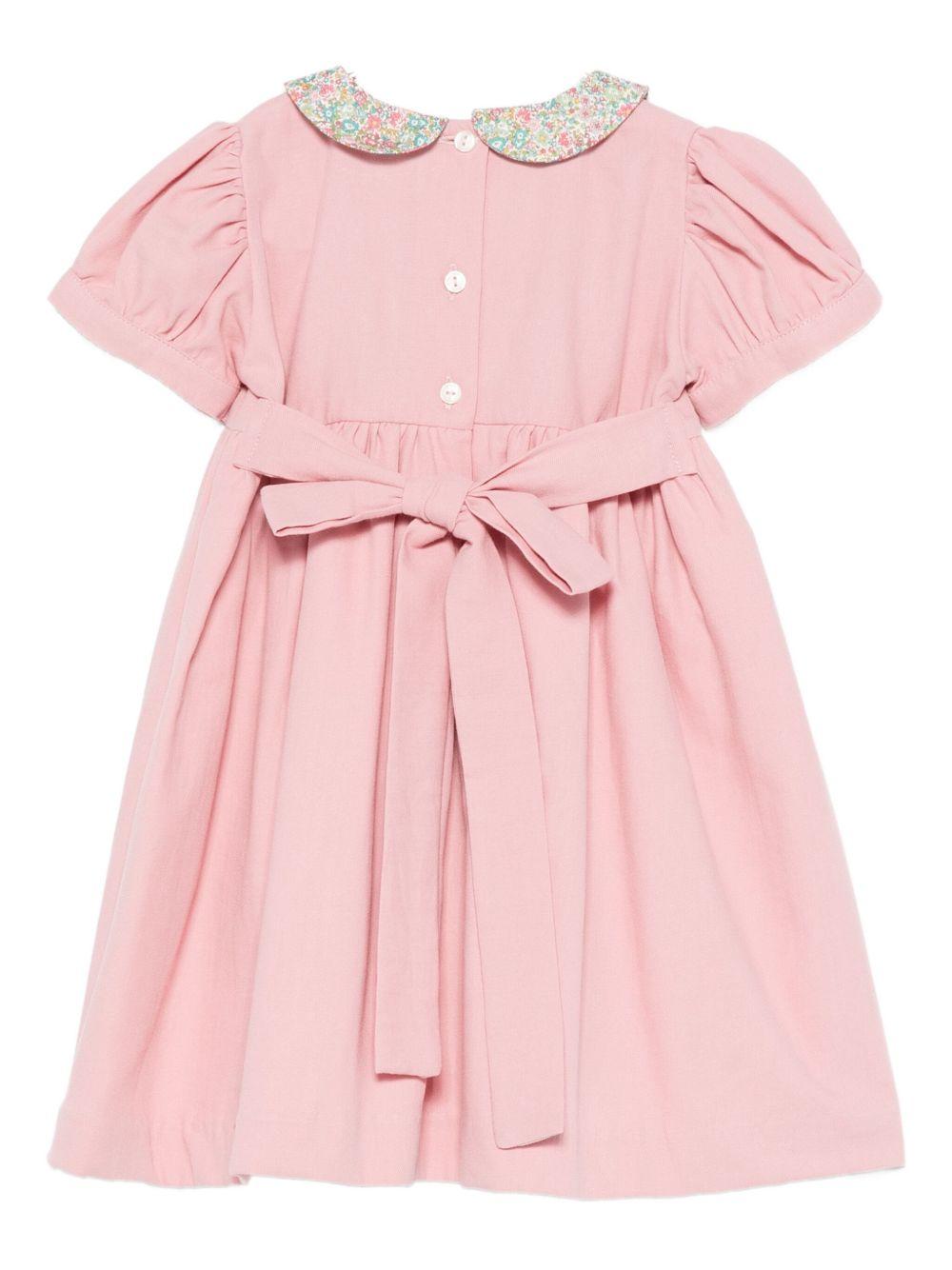 Abito per neonata Mariella Ferrari rosa con colletto floreale - Rubino Kids