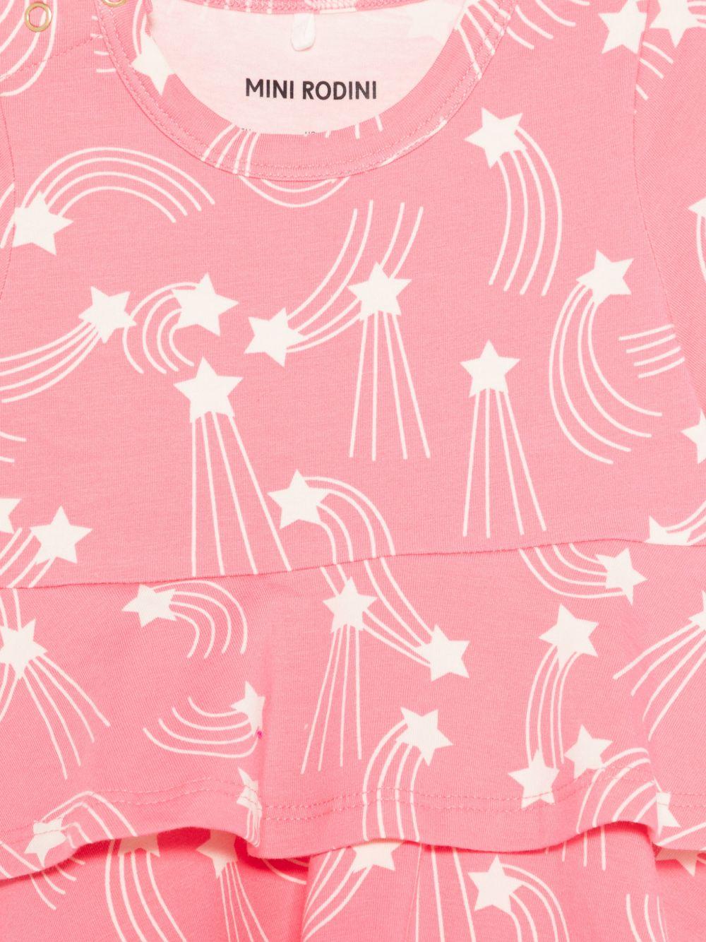 Abito per neonata Mini Rodini rosa con stampa stelle all - over - Rubino Kids