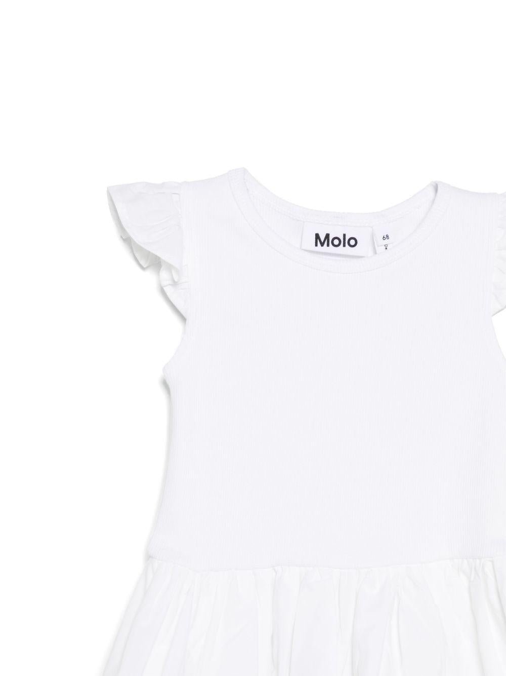 Abito per neonata Molo bianco Cimi con targhetta con logo e dettagli con ruches - Rubino Kids