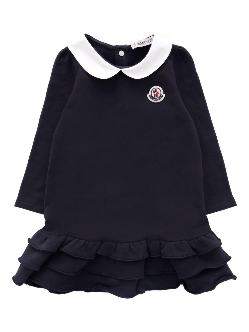 Abito per neonata Moncler Enfant blu con colletto alla Peter Pan - Rubino Kids