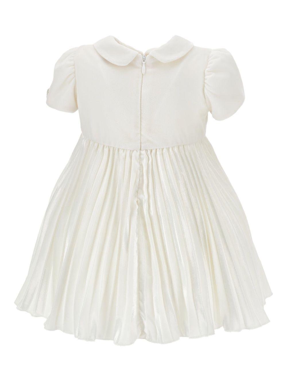 Abito per neonata Monnalisa bianco con colletto plissettato - Rubino Kids