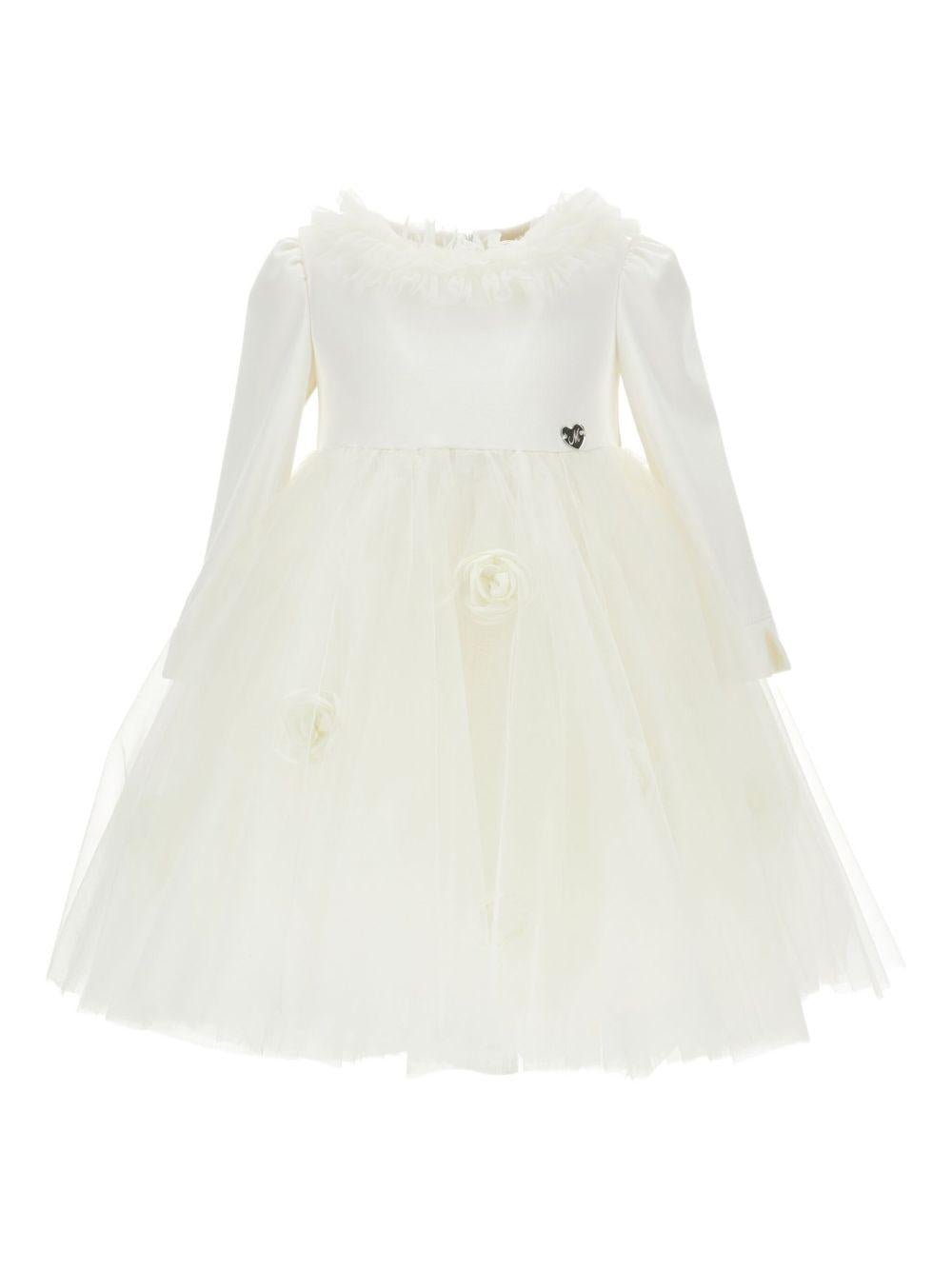Abito per neonata Monnalisa bianco con maniche lunghe - Rubino Kids