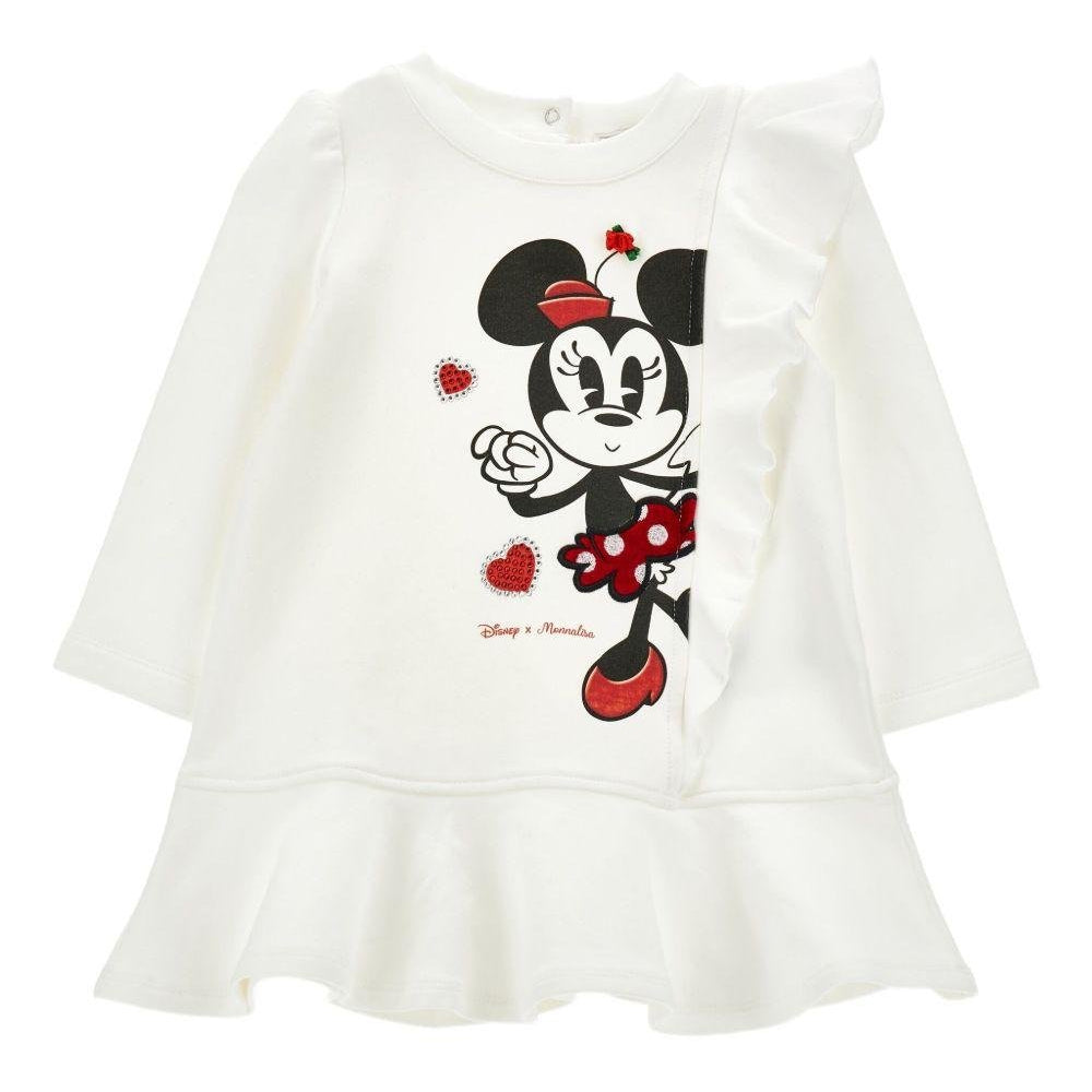 Abito per neonata Monnalisa bianco con Minnie Mouse - Rubino Kids