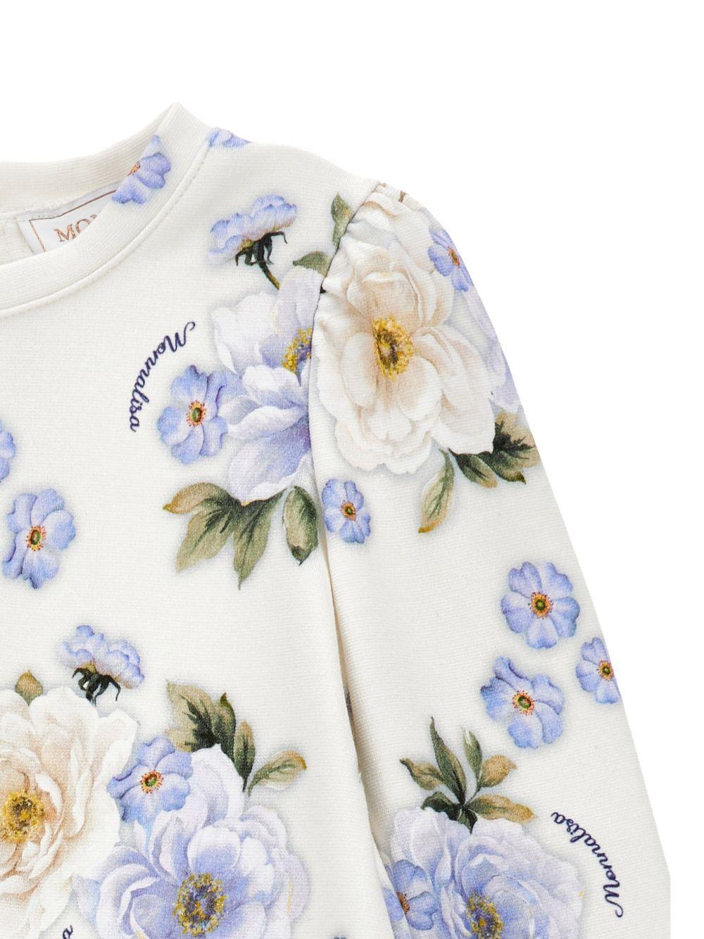 Abito per neonata Monnalisa bianco con stampa a fiori - Rubino Kids