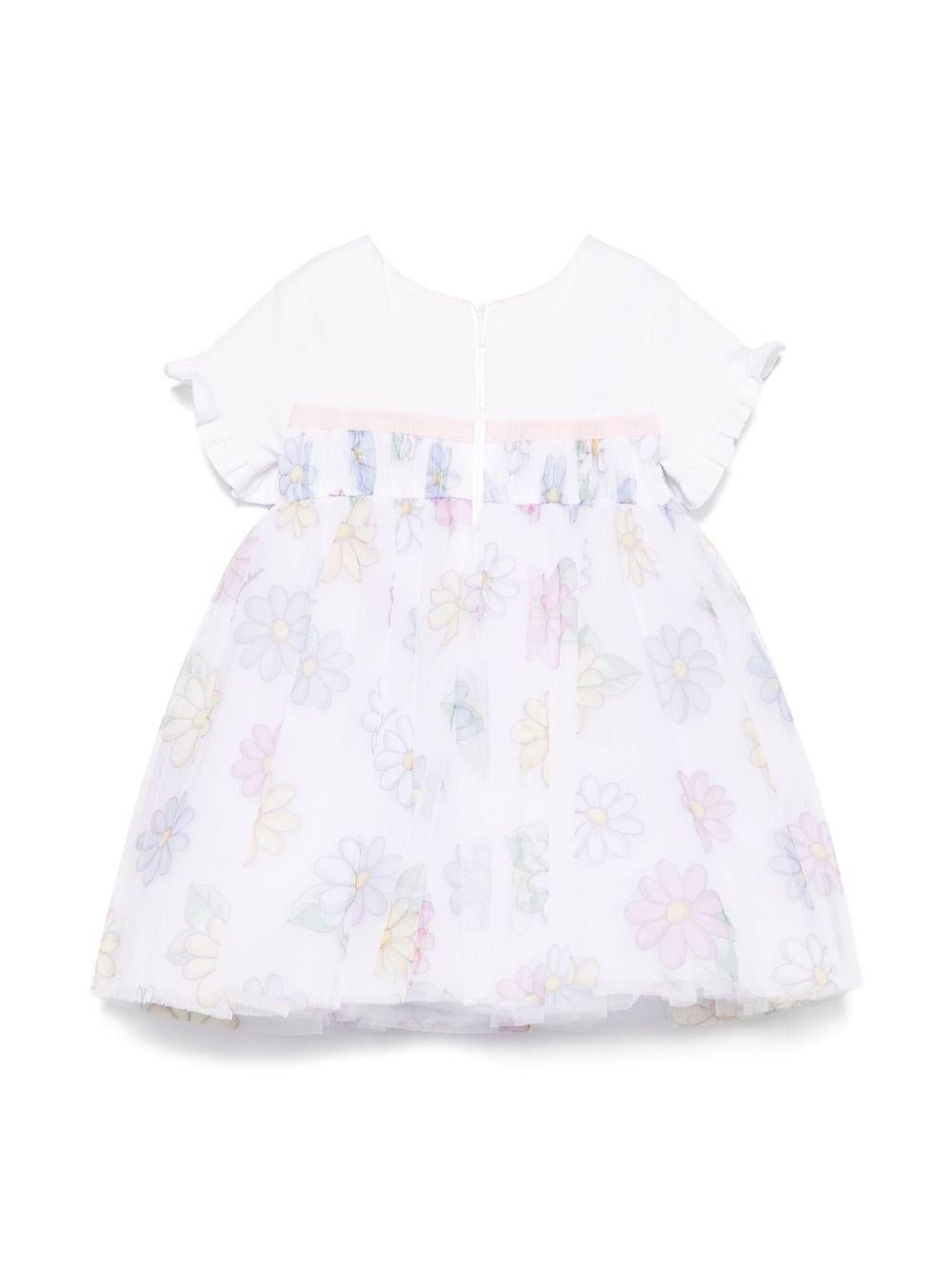 Abito per neonata Monnalisa bianco con stampa a fiori - Rubino Kids