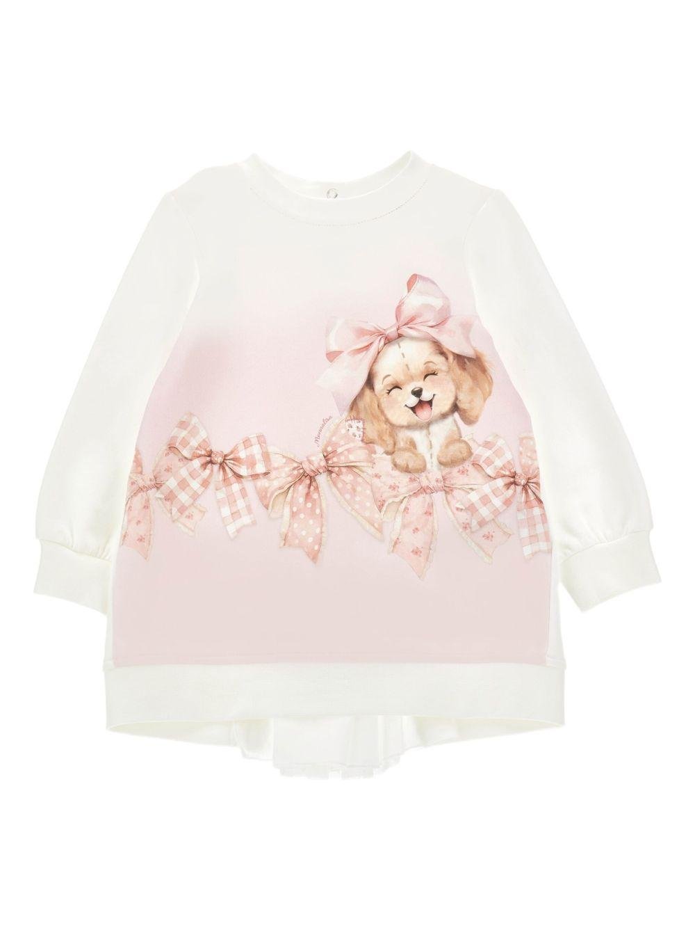 Abito per neonata Monnalisa bianco con stampa - Rubino Kids