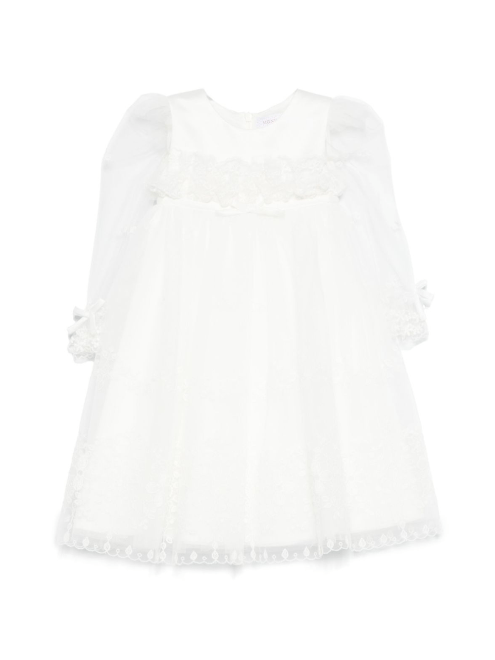 Abito per neonata Monnalisa bianco in tulle con design ricamato - Rubino Kids