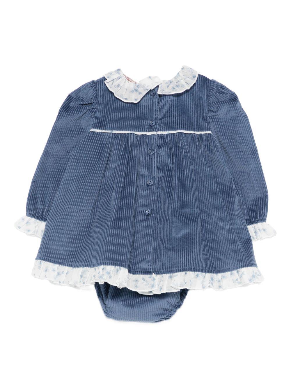 Abito per neonata Monnalisa blu con colletto arricciato - Rubino Kids