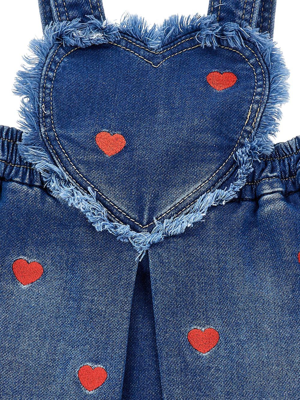 Abito per neonata Monnalisa denim con ricamo a cuore - Rubino Kids