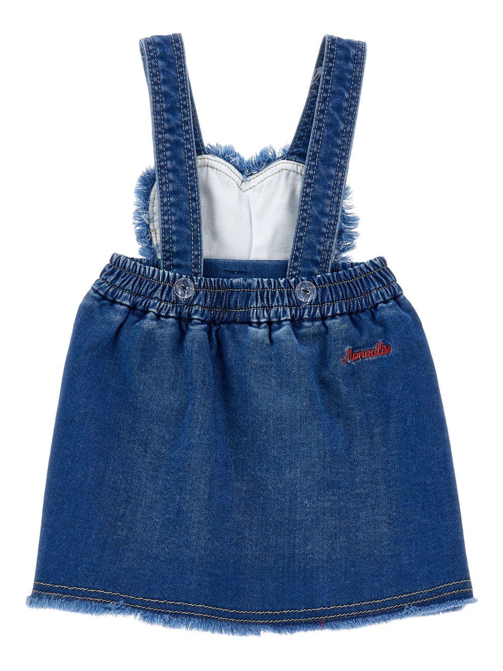 Abito per neonata Monnalisa denim con ricamo a cuore - Rubino Kids