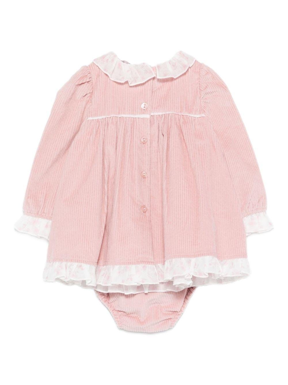 Abito per neonata Monnalisa rosa con colletto arricciato - Rubino Kids