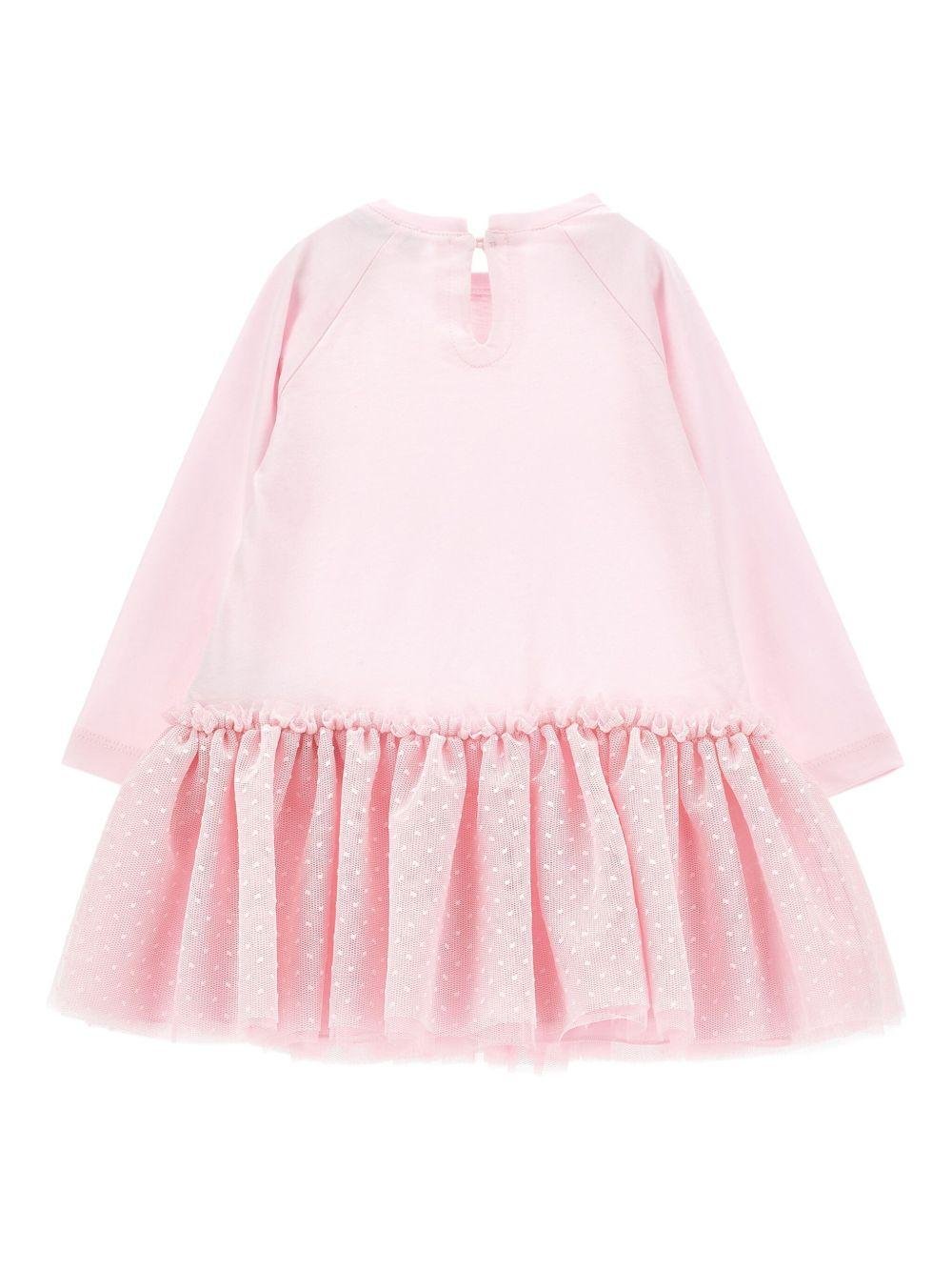 Abito per neonata Monnalisa rosa con dettagli con ruches - Rubino Kids