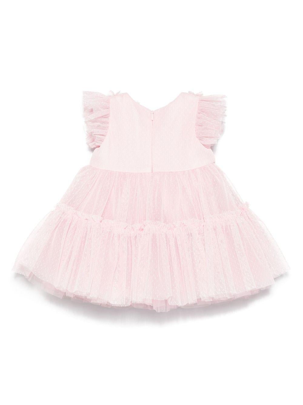 Abito per neonata Monnalisa rosa con dettagli in tulle - Rubino Kids