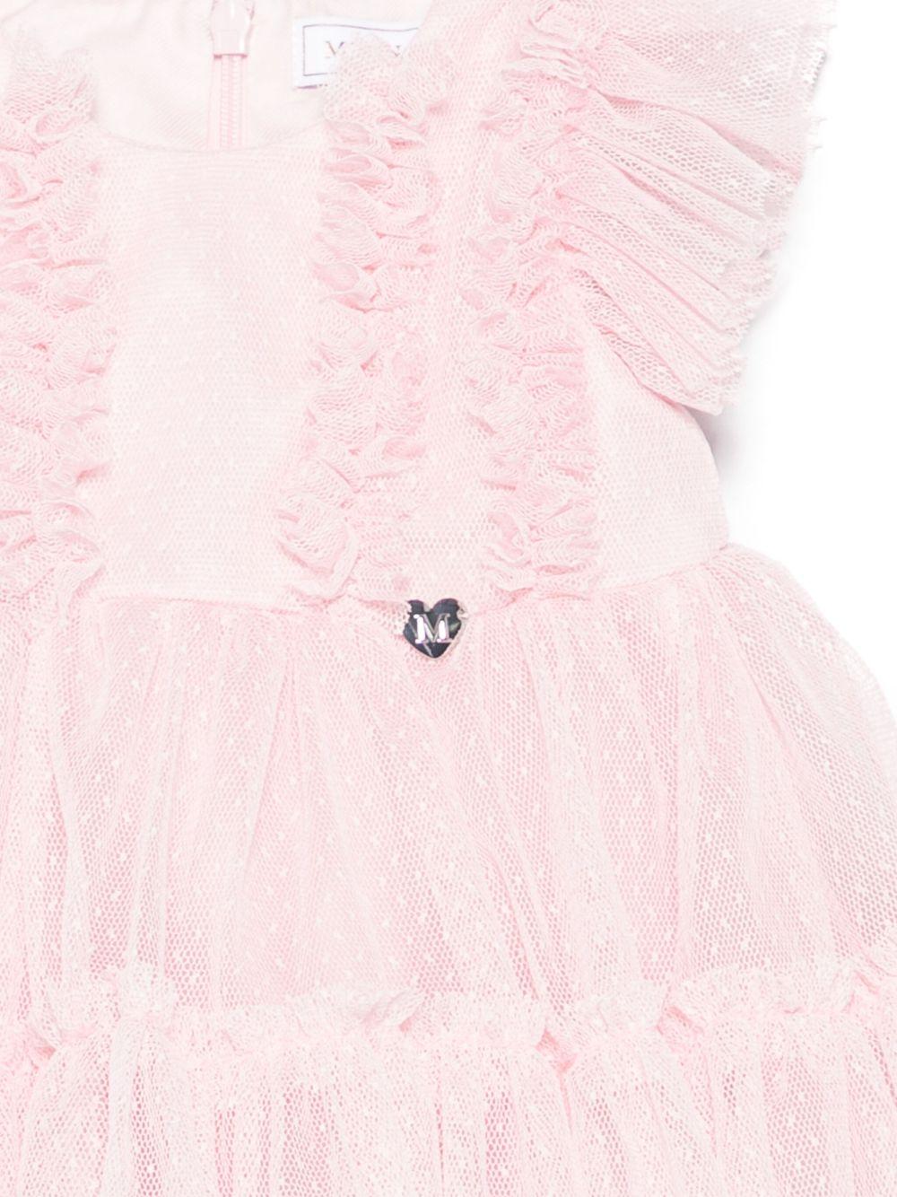 Abito per neonata Monnalisa rosa con dettagli in tulle - Rubino Kids