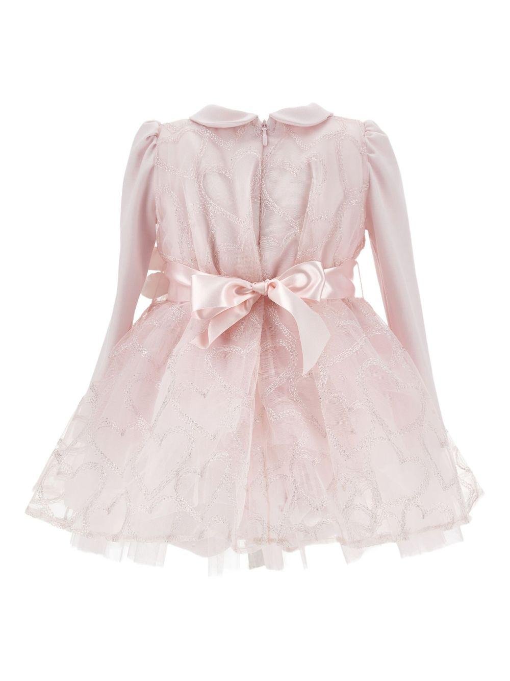 Abito per neonata Monnalisa rosa con motivo a cuori - Rubino Kids
