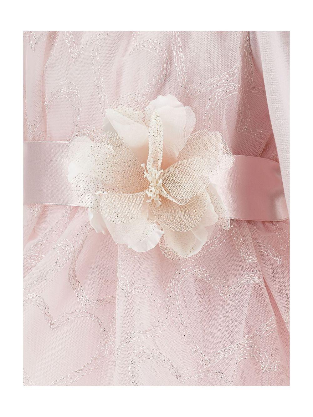 Abito per neonata Monnalisa rosa con motivo a cuori - Rubino Kids