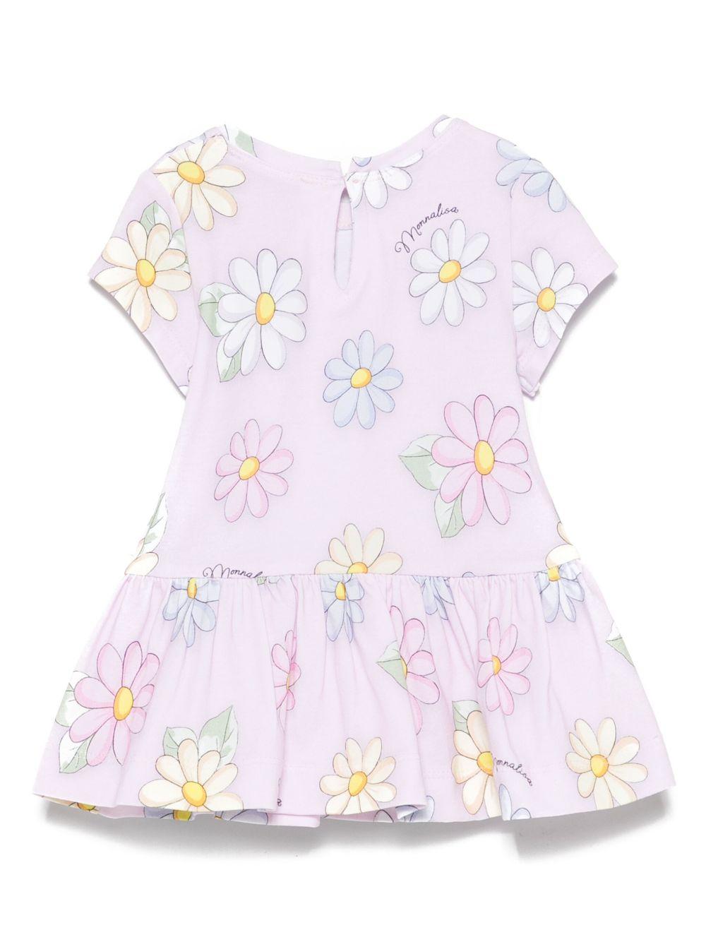 Abito per neonata Monnalisa rosa con stampa a fiori - Rubino Kids