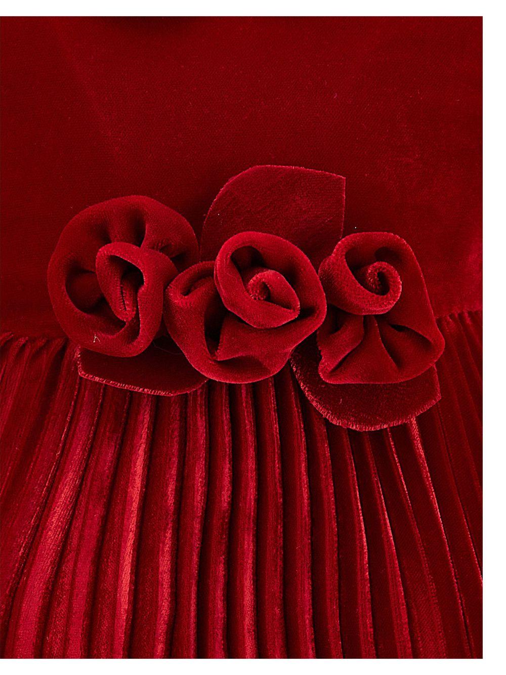 Abito per neonata Monnalisa rosso con colletto plissettato - Rubino Kids