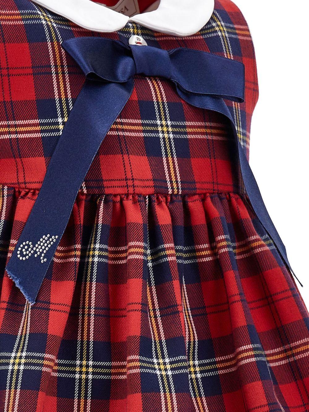 Abito per neonata Monnalisa rosso con motivo a quadri - Rubino Kids