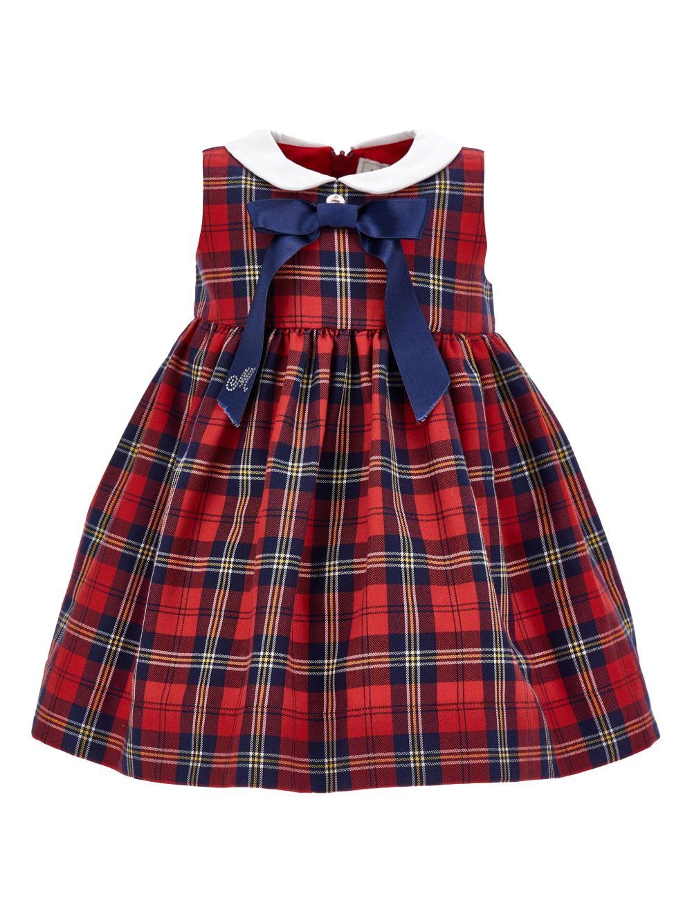 Abito per neonata Monnalisa rosso con motivo a quadri - Rubino Kids