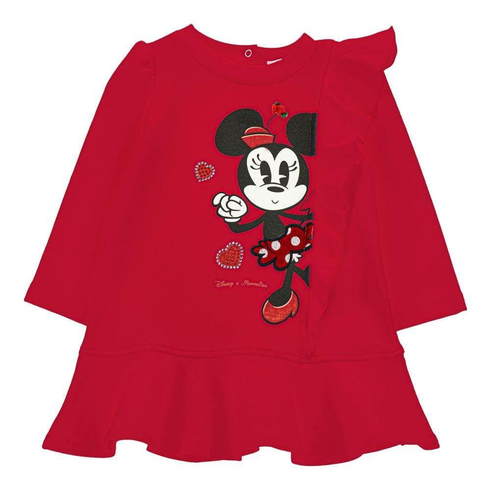 Abito per neonata Monnalisa rosso con stampa Minnie Mouse - Rubino Kids