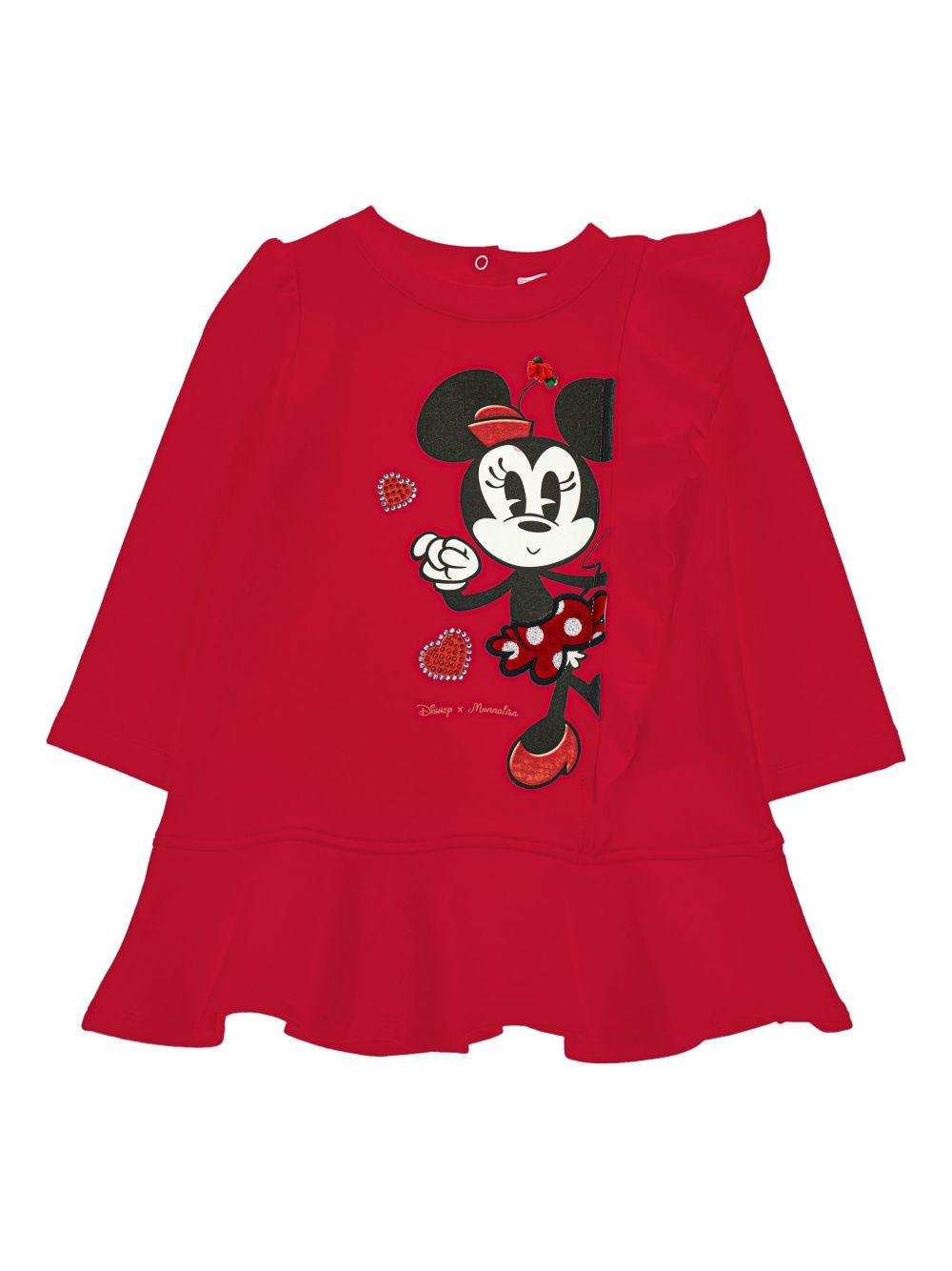Abito per neonata Monnalisa rosso con stampa Minnie Mouse - Rubino Kids