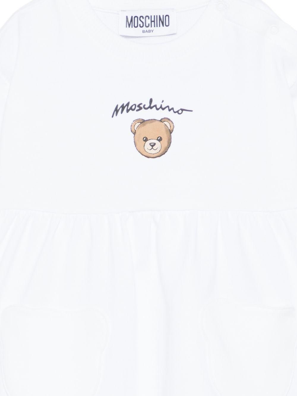 Abito per neonata Moschino Kids bianco con dettaglio orsetto - Rubino Kids