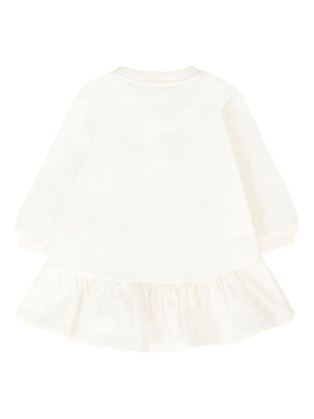 Abito per neonata Moschino Kids bianco con logo Teddy Bear - Rubino Kids