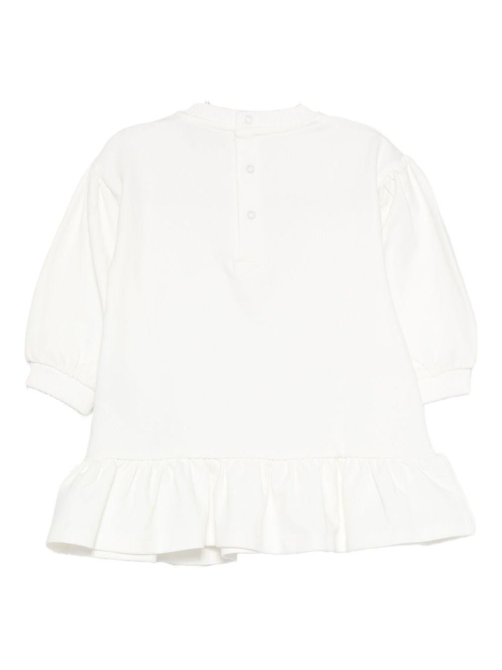 Abito per neonata Moschino Kids bianco con logo Teddy Bear - Rubino Kids