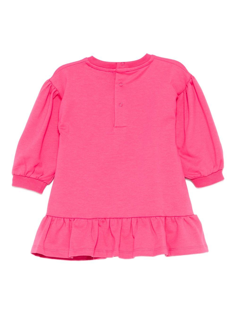 Abito per neonata Moschino Kids fucsia con stampa Teddy Bear - Rubino Kids