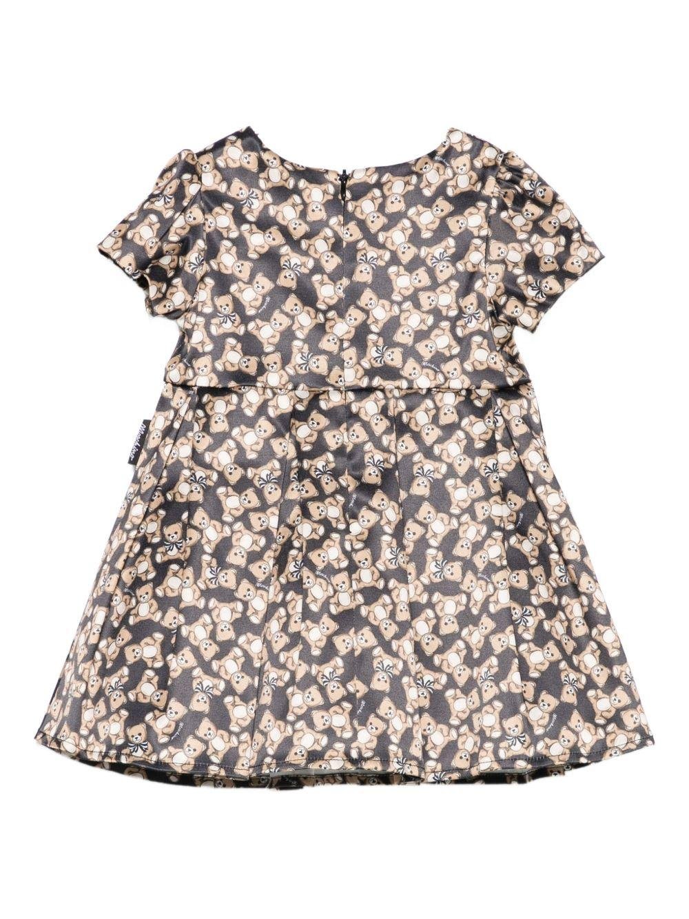 Abito per neonata Moschino Kids nero con stampa Teddy - Rubino Kids