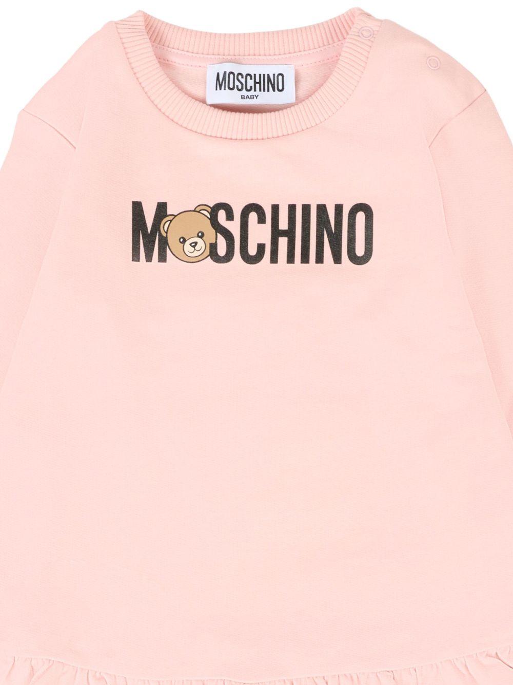Abito per neonata Moschino Kids rosa con logo Teddy Bear - Rubino Kids