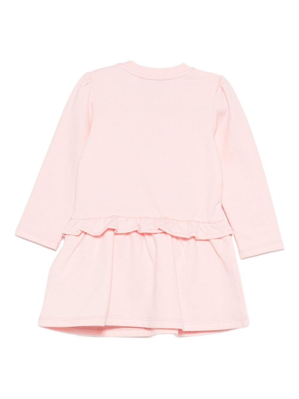 Abito per neonata Moschino Kids rosa con scollo rotondo - Rubino Kids