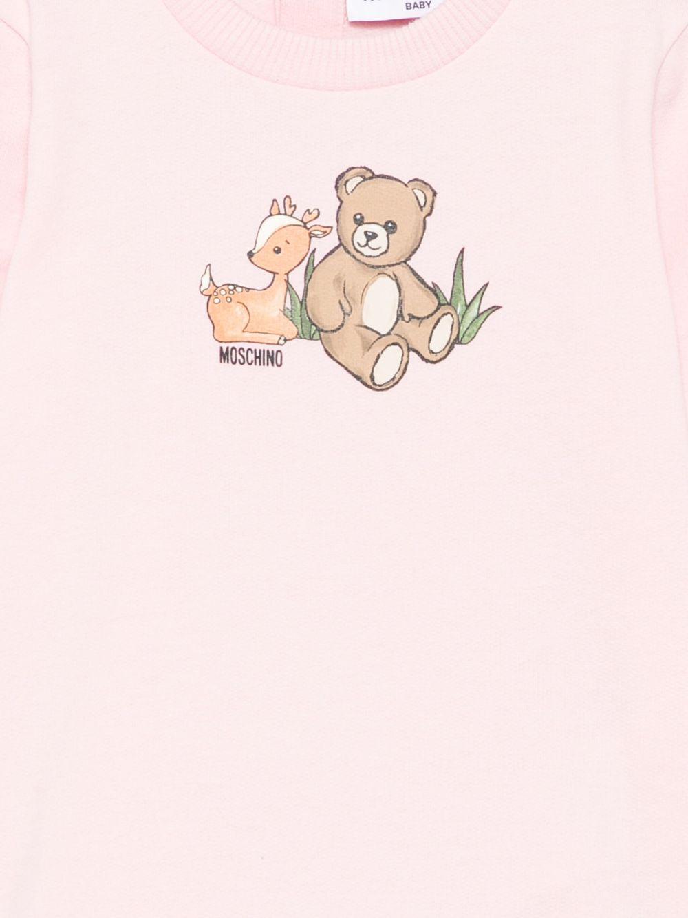 Abito per neonata Moschino Kids rosa con stampa orsetto - Rubino Kids