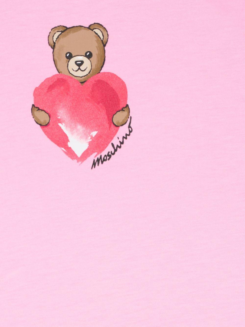 Abito per neonata Moschino Kids rosa con stampa Teddy Bear - Rubino Kids