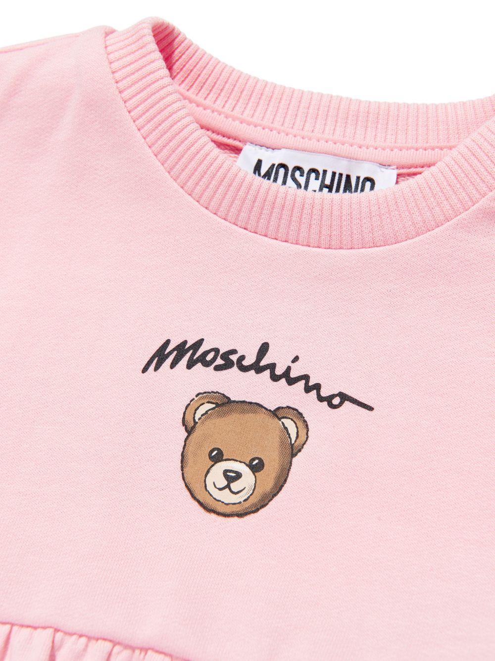 Abito per neonata Moschino Kids rosa con stampa Teddy Bear sul davanti - Rubino Kids